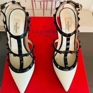 Valentino black + white pumps, size 7